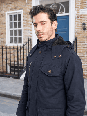 TACVASEN Navy Men's Casual Winter Cotton Military Jacket Classic