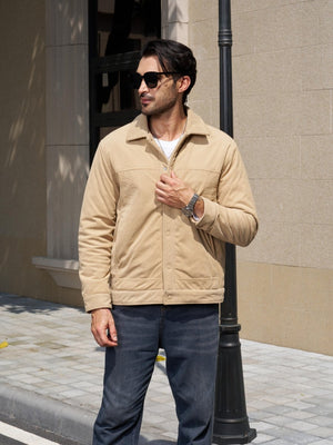 TACVASEN Sand Men's Corduroy Warm Winter Jacket With Multi Pockets