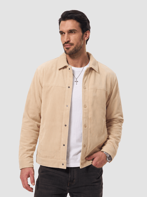 TACVASEN Sand Men's Corduroy Warm Winter Jacket With Multi Pockets