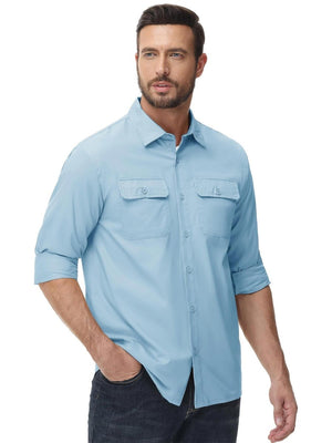 TACVASEN Sky Blue Men's Cotton Casual Stylish Shirts
