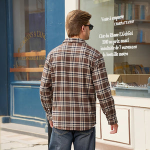 TACVASEN Blue White Men's Cotton Flannel Shirt Plaid Lightweight Jacket