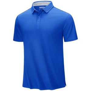TACVASEN Color Blue Men's Cotton Pique Short Sleeve Classic Fit Polo Shirt
