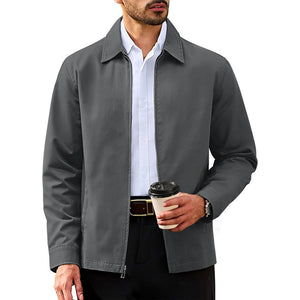 TACVASEN Dark Grey Cotton Windbreaker Full Zip Lightweight Jacket