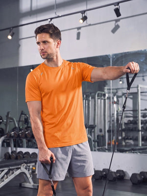 TACVASEN Orange Men's Dry Fit Shirts Mesh Short Sleeve Athletic