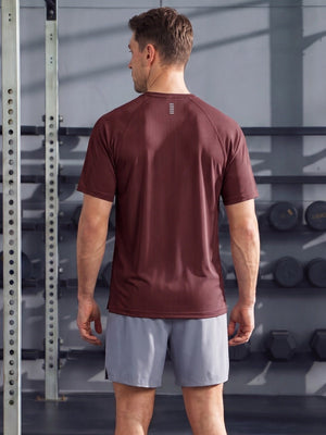 TACVASEN Wine Red Men's Dry Fit Shirts Mesh Short Sleeve Athletic