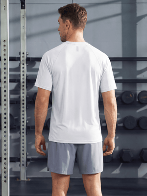 TACVASEN White Men's Dry Fit Shirts Mesh Short Sleeve Athletic