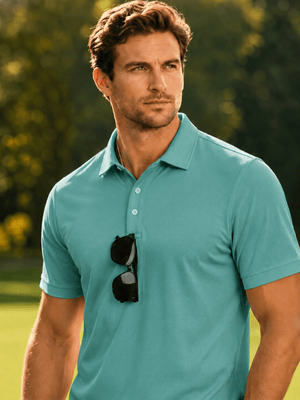 TACVASEN Grey Green Men's Dry Fit Short Sleeve Performance Golf Polo Work Shirt