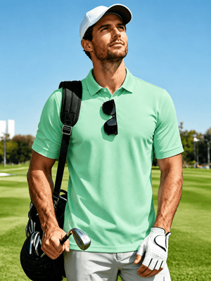 TACVASEN Wine Red Men's Dry Fit Short Sleeve Performance Golf Polo Work Shirt