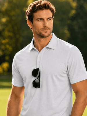 TACVASEN White Men's Dry Fit Short Sleeve Performance Golf Polo Work Shirt