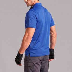 TACVASEN Colorblue Men's Dry Fit UPF 50+ Golf Workwear Tactical Polo Shirt