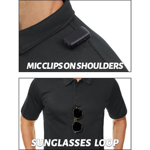 TACVASEN Black Men's Dry Fit UPF 50+ Golf Workwear Tactical Polo Shirt