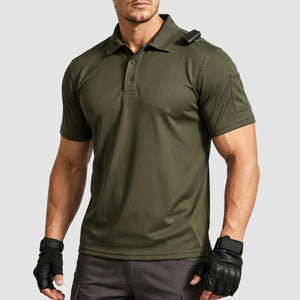TACVASEN Army Green Men's Dry Fit UPF 50+ Golf Workwear Tactical Polo Shirt