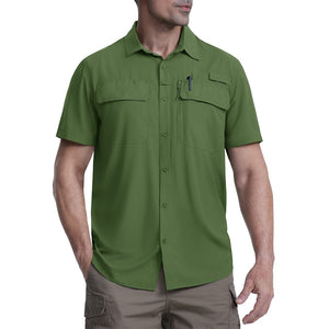TACVASEN Army Green Fishing Shirt UPF 50+ Lightweight Outdoor Shirt