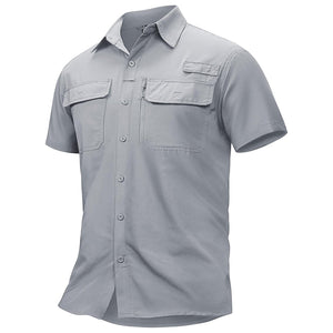 TACVASEN Light Grey Fishing Shirt UPF 50+ Lightweight Outdoor Shirt