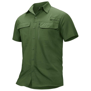 TACVASEN Army Green Fishing Shirt UPF 50+ Lightweight Outdoor Shirt