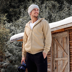TACVASEN Khaki Men's Fleece Hoodie Jacket Windproof Winter Coats