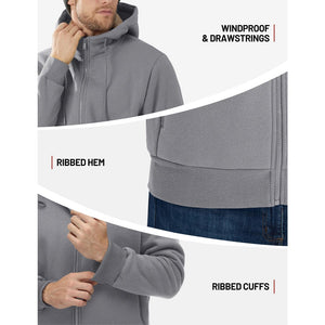 TACVASEN Khaki Men's Fleece Hoodie Jacket Windproof Winter Coats
