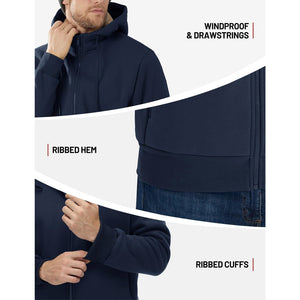 TACVASEN Khaki Men's Fleece Hoodie Jacket Windproof Winter Coats