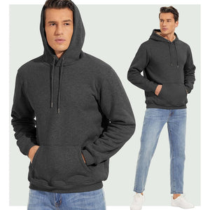 TACVASEN Dark Grey Men's Fleece Hoodie Thick Fleece Lined Sweatshirt
