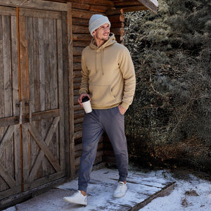 TACVASEN Khaki Men's Fleece Hoodie Thick Fleece Lined Sweatshirt