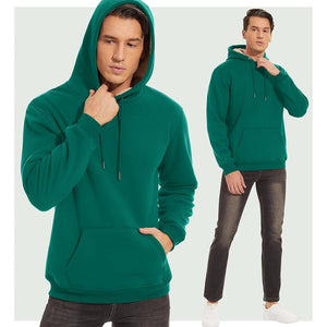 TACVASEN Emerald Green Men's Fleece Hoodie Thick Fleece Lined Sweatshirt