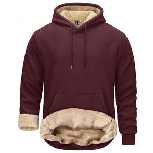 TACVASEN Wine Red Men's Fleece Hoodie Thick Fleece Lined Sweatshirt