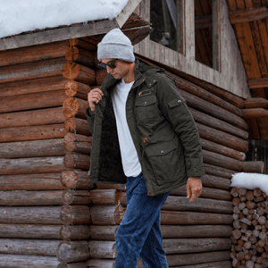 TACVASEN Army Green Men's Fleece Lined Cargo Jacket Warm Coat with Hood