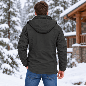 TACVASEN Dark Grey Men's Fleece Lined Cargo Jacket Warm Coat with Hood