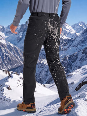 TACVASEN Black Men's Fleece Lined Snow Ski Waterproof Pants