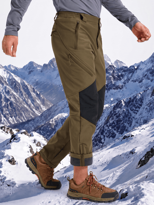 TACVASEN Army Green Men's Fleece Lined Snow Ski Waterproof Pants
