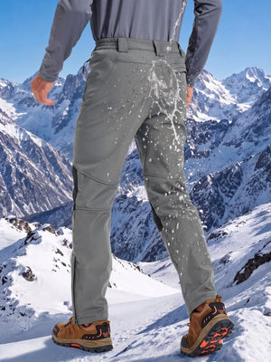 TACVASEN Light Grey Men's Fleece Lined Snow Ski Waterproof Pants