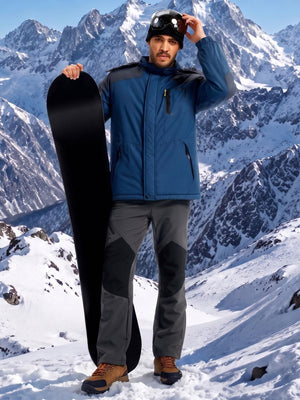 TACVASEN Dark Grey Men's Fleece Lined Snow Ski Waterproof Pants
