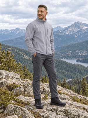 TACVASEN Light Grey Men's Fleece Lined Softshell Waterproof Outdoor Jackets