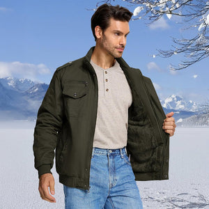 TACVASEN Black Men's Fleece Lined Tactical Bomber Jacket