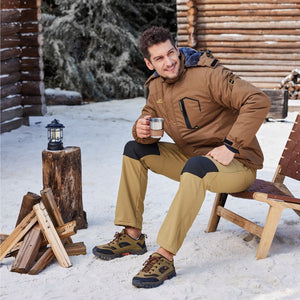 TACVASEN Khaki Men's Fleece Lined Windproof Water Resistant Ski Pants