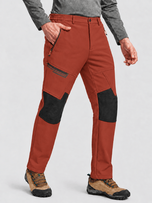 TACVASEN Orange Red Men's Fleece Lined Windproof Water Resistant Ski Pants