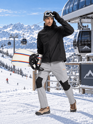 TACVASEN Light Grey Men's Fleece Lined Windproof Water Resistant Ski Pants