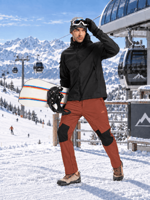 TACVASEN Orange Red Men's Fleece Lined Windproof Water Resistant Ski Pants