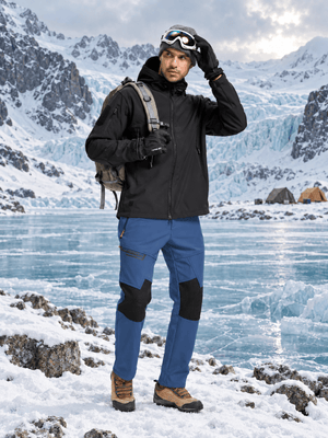 TACVASEN Denim Blue Men's Fleece Lined Windproof Water Resistant Ski Pants