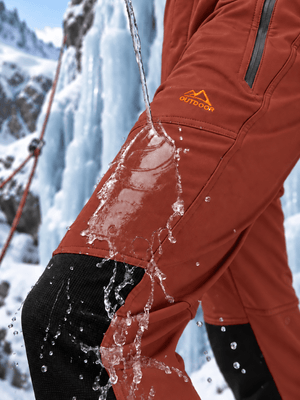 TACVASEN Orange Red Men's Fleece Lined Windproof Water Resistant Ski Pants