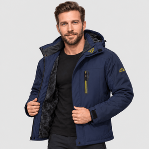 TACVASEN Dark Blue Men's Fleece Lined Winter Jacket | Windproof Warm Ski Coat