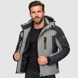 TACVASEN Light Grey Men's Fleece Lined Winter Jacket | Windproof Warm Ski Coat