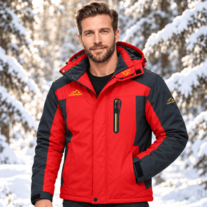 TACVASEN Red Men's Fleece Lined Winter Jacket | Windproof Warm Ski Coat