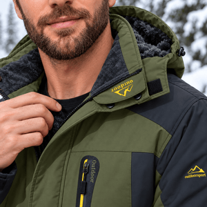TACVASEN Army Green Men's Fleece Lined Winter Jacket | Windproof Warm Ski Coat