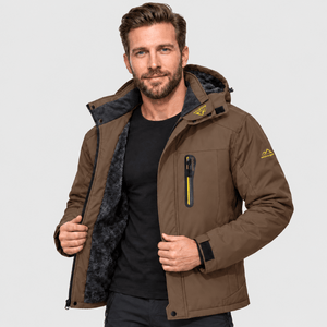 TACVASEN Coffee Men's Fleece Lined Winter Jacket | Windproof Warm Ski Coat