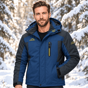 TACVASEN Denim Blue Men's Fleece Lined Winter Jacket | Windproof Warm Ski Coat