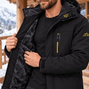 TACVASEN Black Men's Fleece Lined Winter Jacket | Windproof Warm Ski Coat