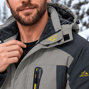 TACVASEN Light Grey Men's Fleece Lined Winter Jacket | Windproof Warm Ski Coat