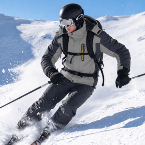TACVASEN Light Grey Men's Fleece Lined Winter Jacket | Windproof Warm Ski Coat