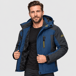 TACVASEN Denim Blue Men's Fleece Lined Winter Jacket | Windproof Warm Ski Coat